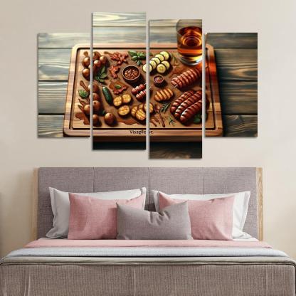 Artisan Wood Serving Board 4 Piece HD Canvas Wall Art-Original Frame