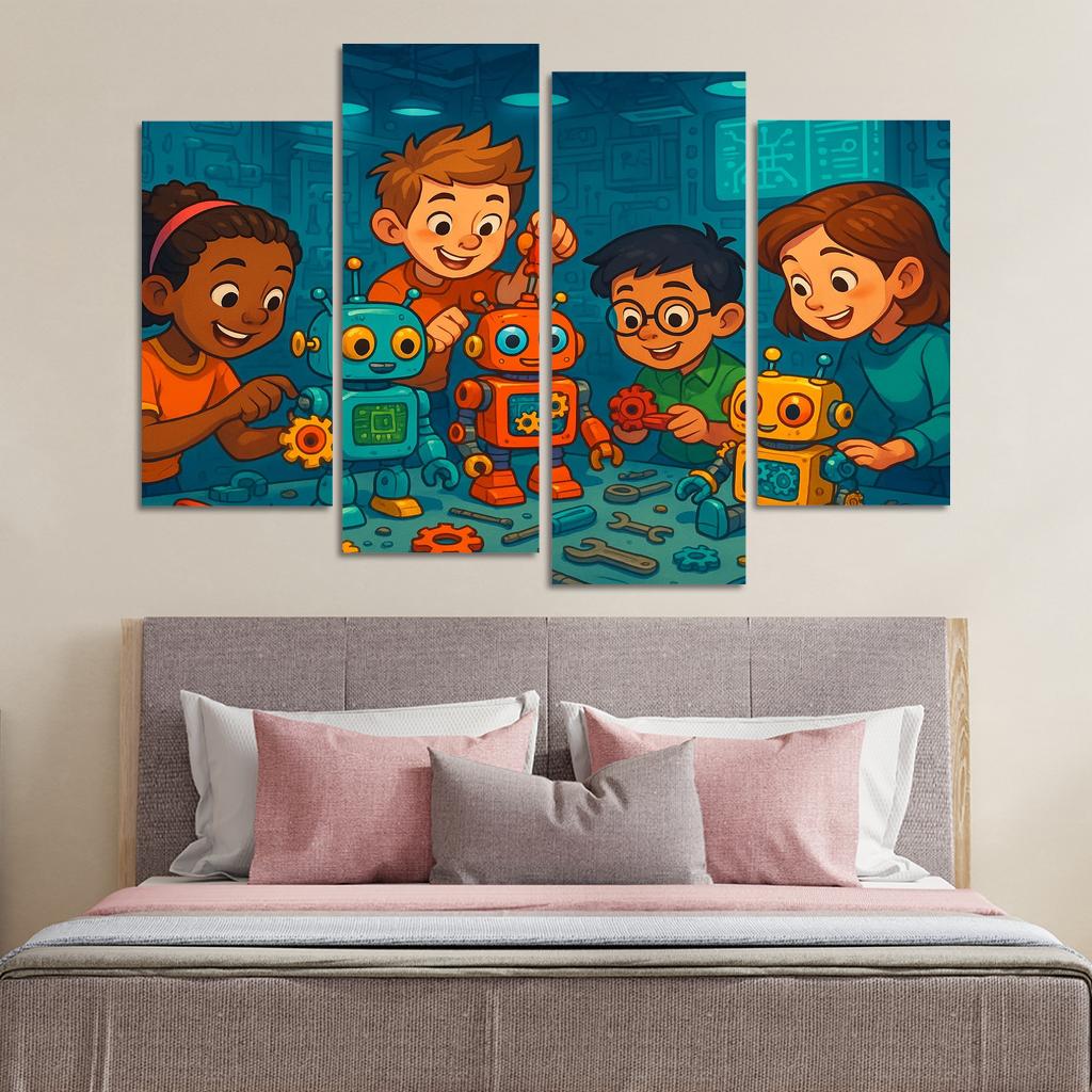 Robot Builders - Stem Creativity Panel Framed Paintings