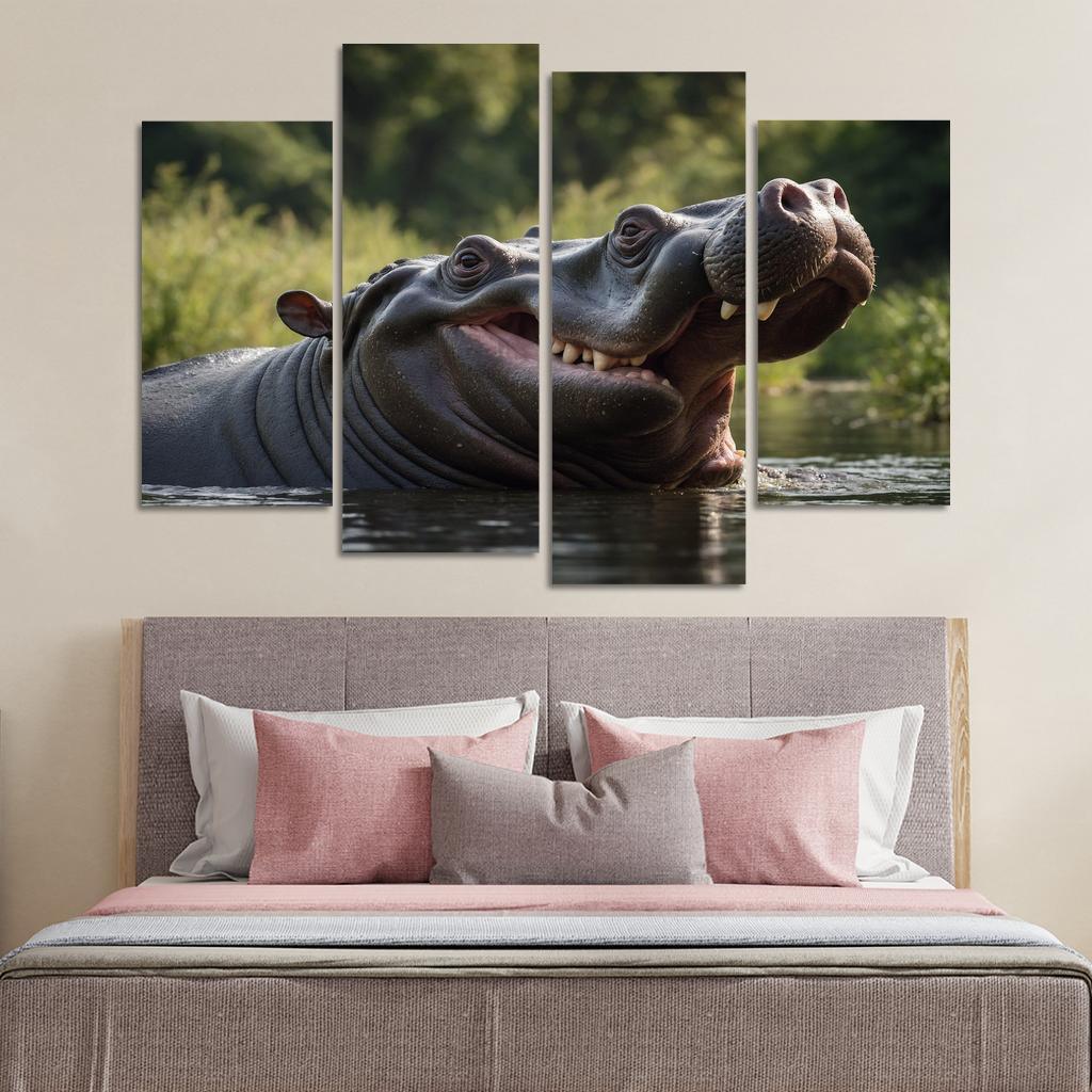 The Imposing Hippopotamus The River Giant Framed Paintings