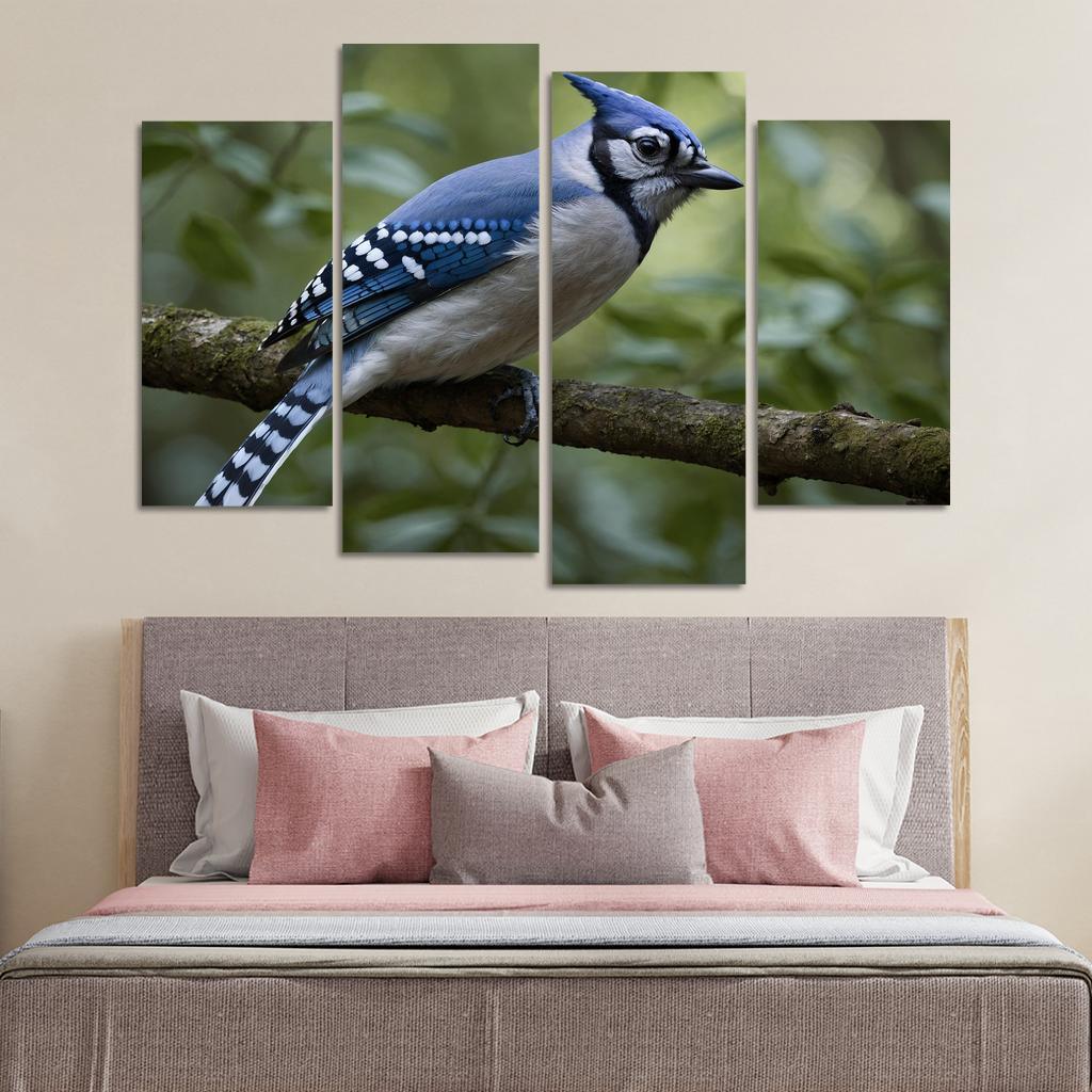 The Elegant Blue Jay In The Forest Framed Paintings