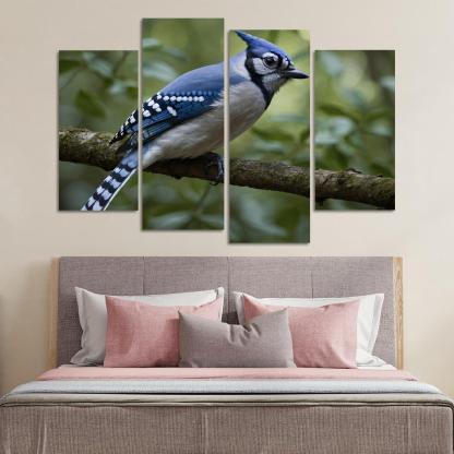 The Elegant Blue Jay In The Forest Framed Paintings