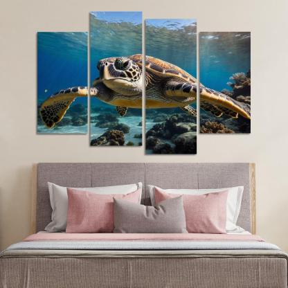 The Graceful Sea Turtle Ancient Traveler Of The Oceans Modern Paintings Frame