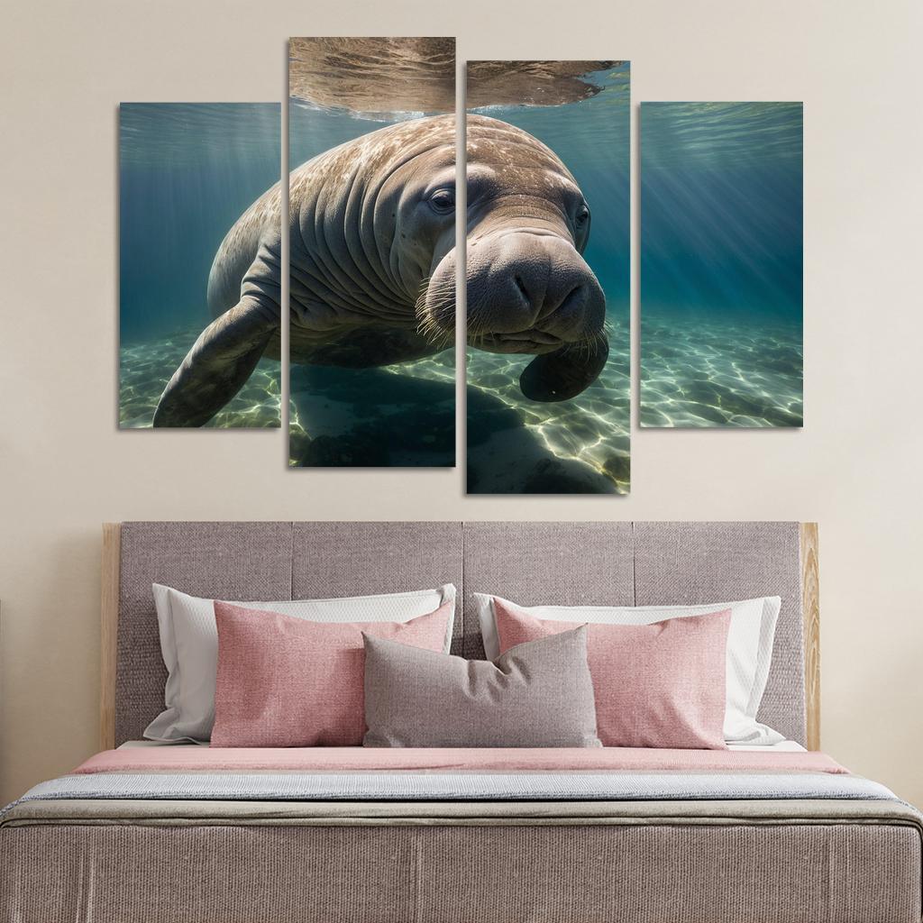 The Mysterious Manatee In Coastal Waters Framed Paintings