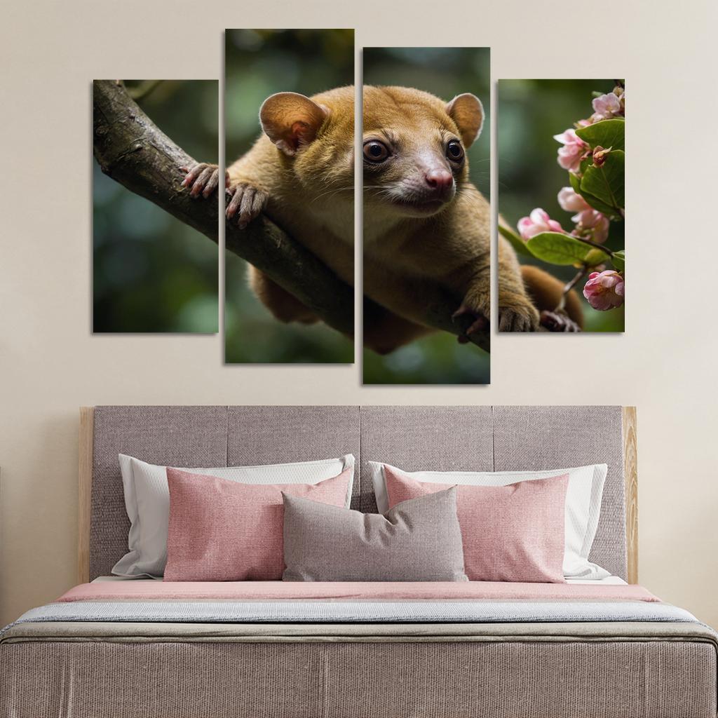 The Exotic Kinkajou In The Rainforest Canopy Framed Paintings