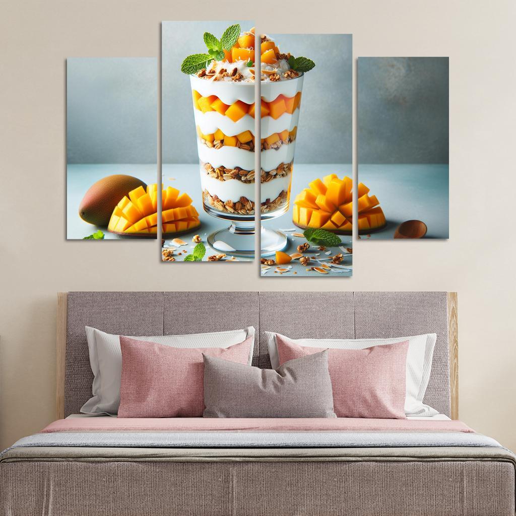 Creamy Coconut Mango Parfait 4 Piece HD Canvas Wall Art-Original Frame