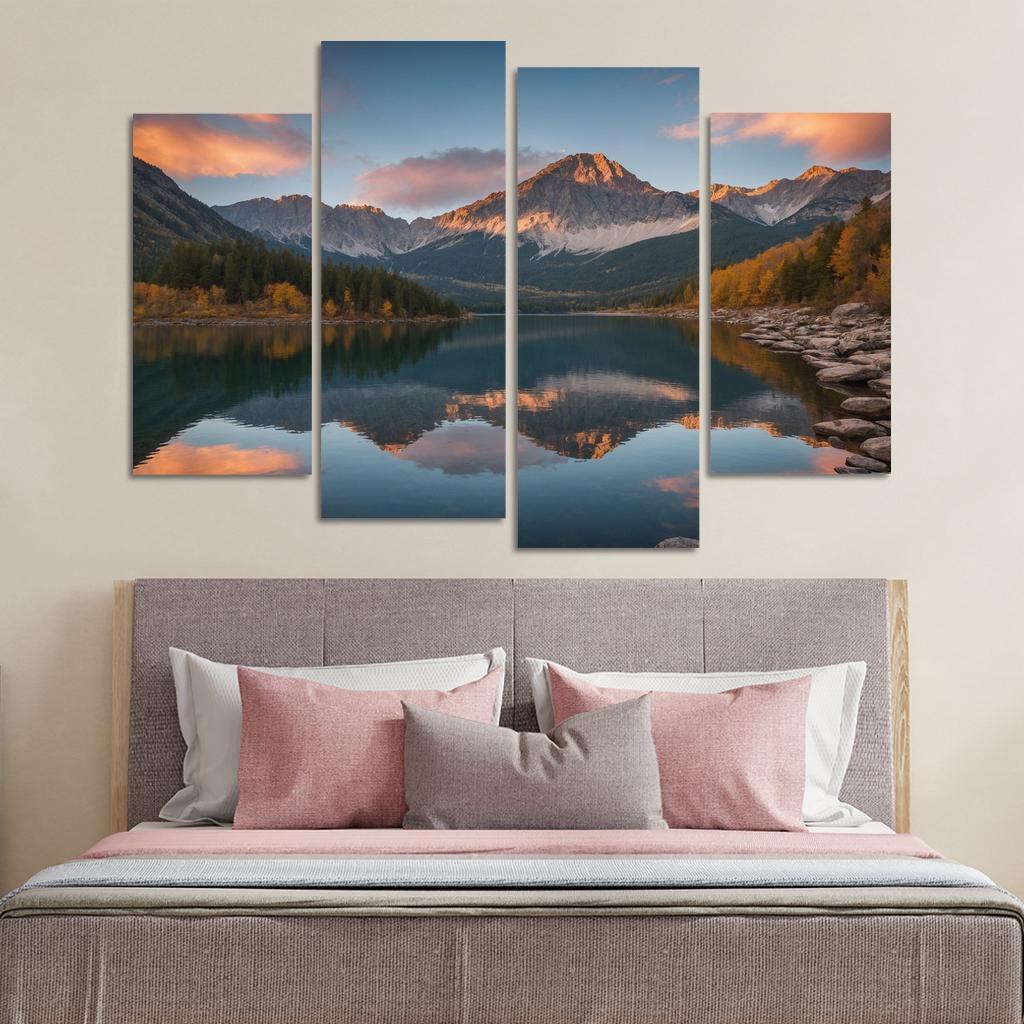 The Stillness Of Mirror Lakes Oil Paintings Frame