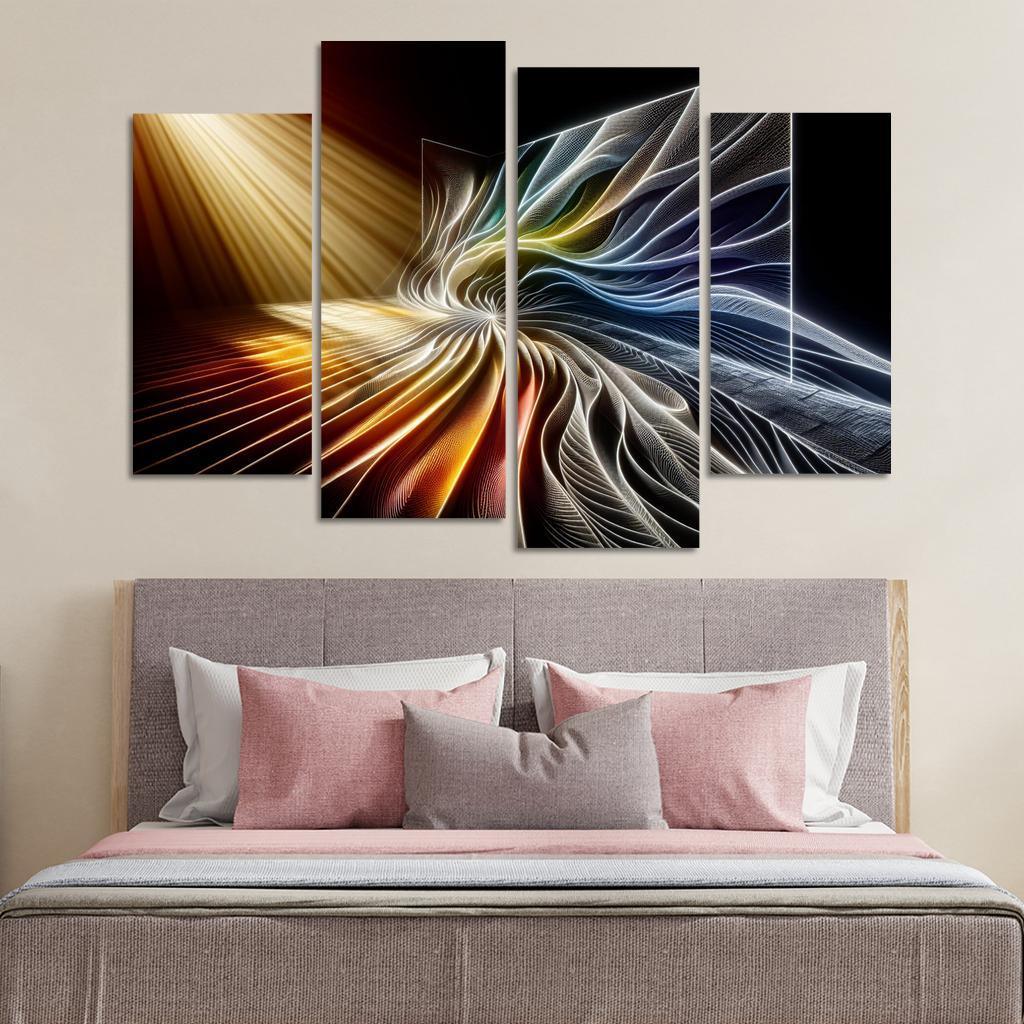 Choreography of Light and Shadow 4 Piece HD Canvas Wall Art-Original Frame