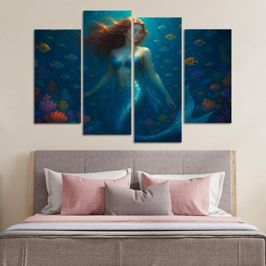 Magical Mermaid - Underwater Fantasy Tale Framed Paintings
