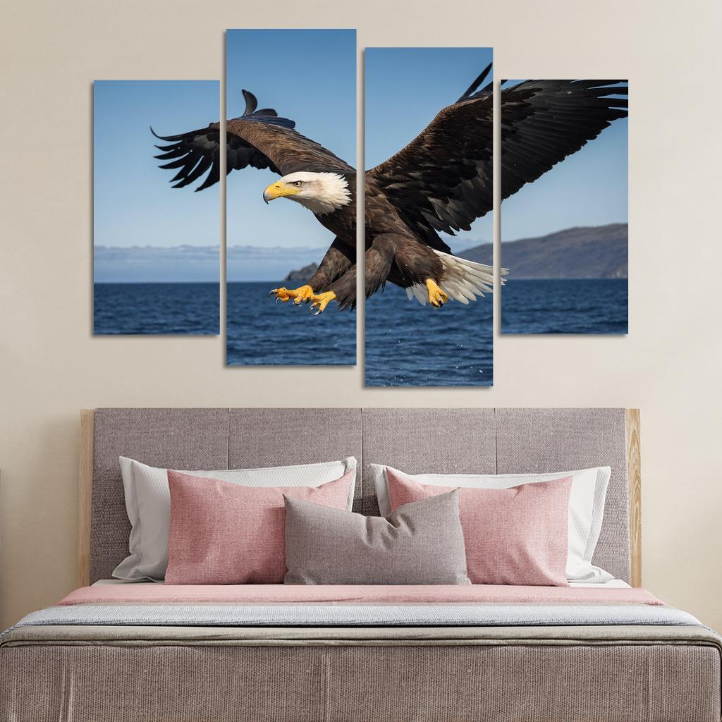 The Majestic Steller's Sea Eagle By The Sea Framed Paintings