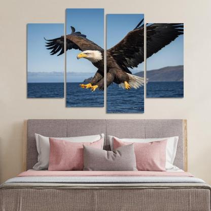 The Majestic Steller's Sea Eagle By The Sea Framed Paintings
