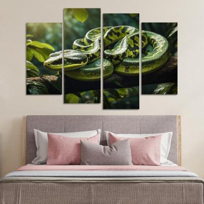 The Elegant Green Tree Python In A Tropical Setting Framed Paintings