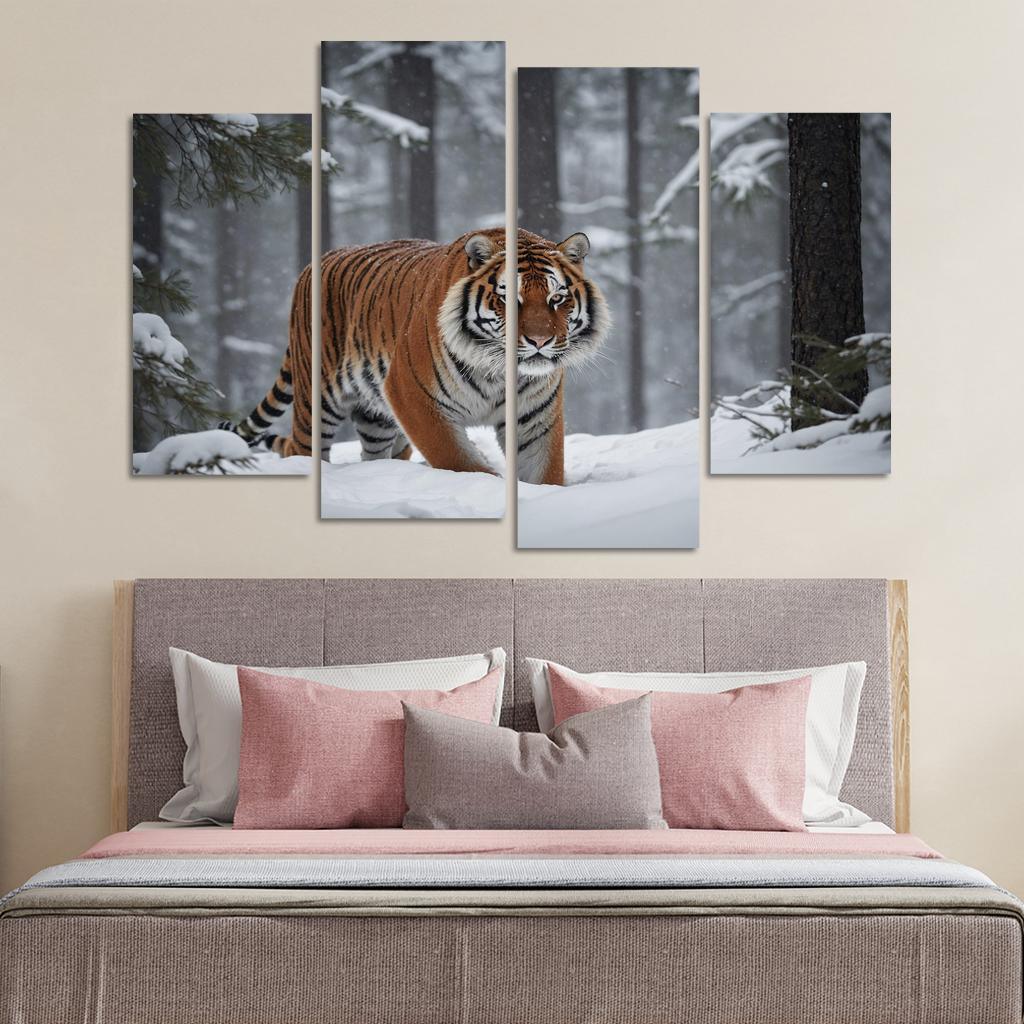 The Powerful Siberian Tiger The Forest's Ghost Canvas Paintings Frame