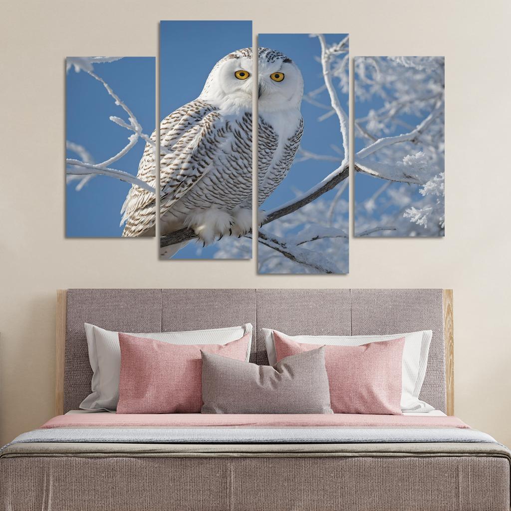 The Enchanting Snowy Owl In The Arctic Canvas Paintings Frame