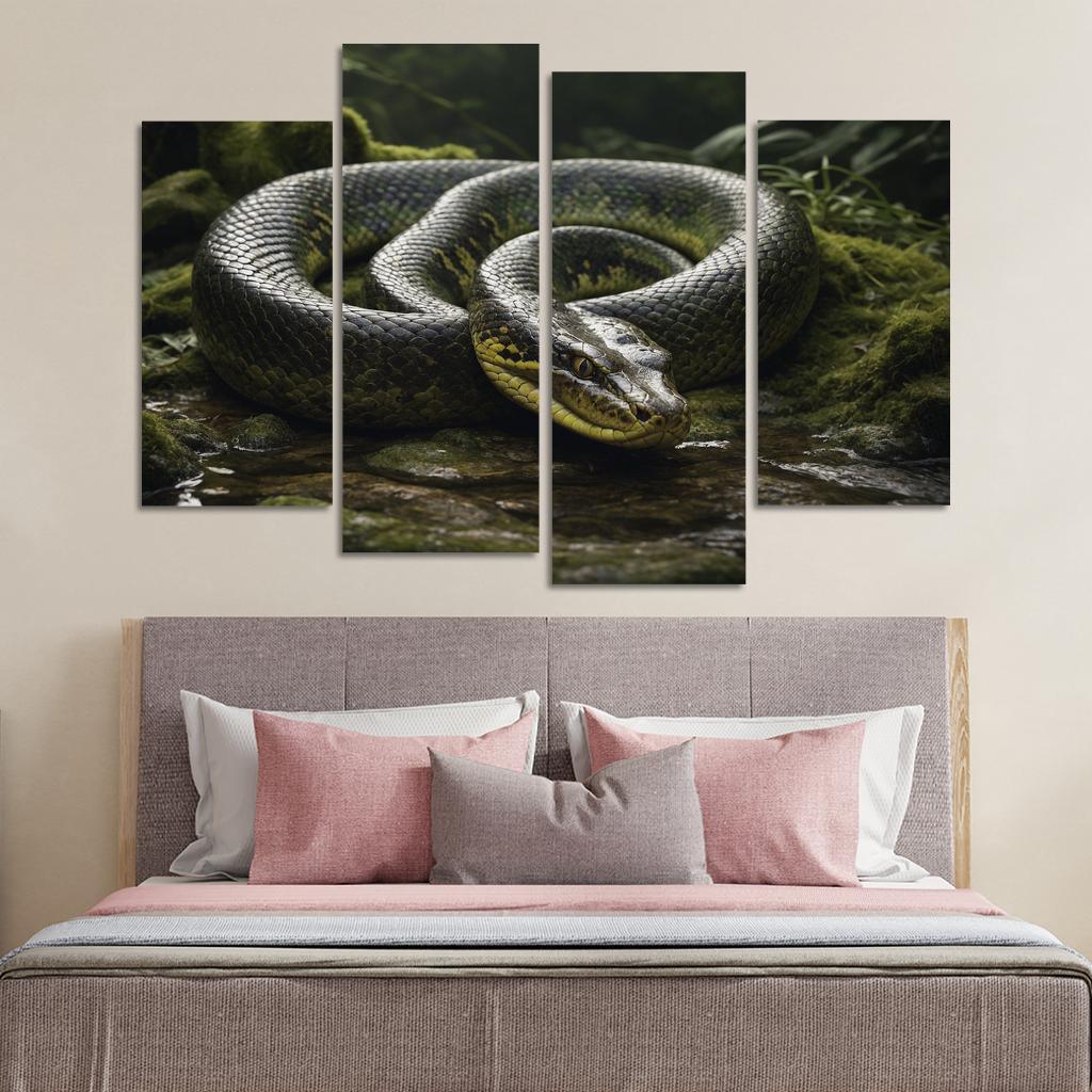 The Mysterious Green Anaconda Giant Of The Swamps Canvas Paintings Frame