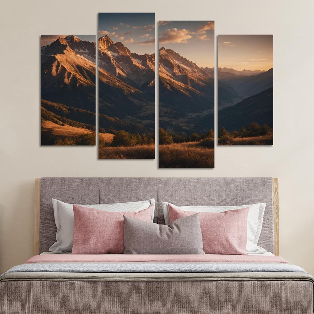 The Soft Glow Of Evening Mountain Shadows Oil Paintings Frame