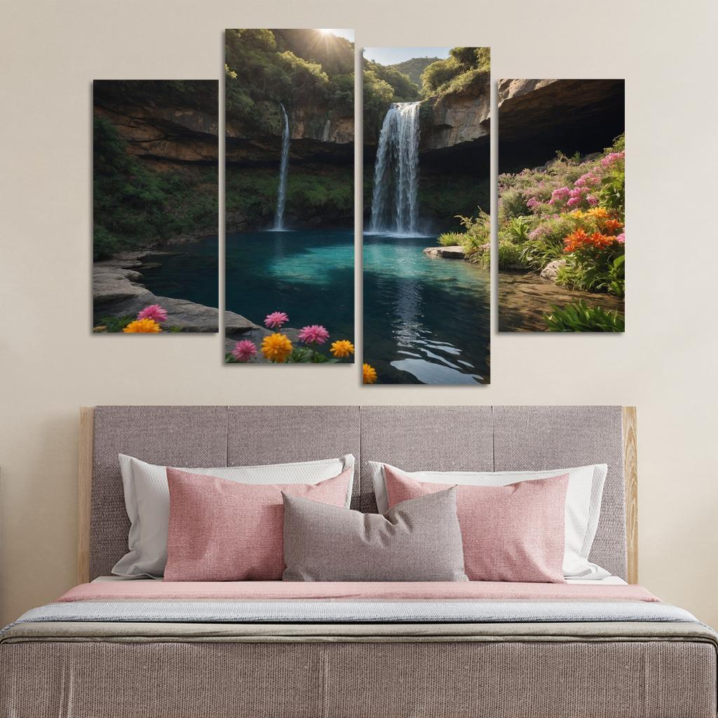 The Radiant Falls Of Sapphire Cascade Modern Paintings Frame