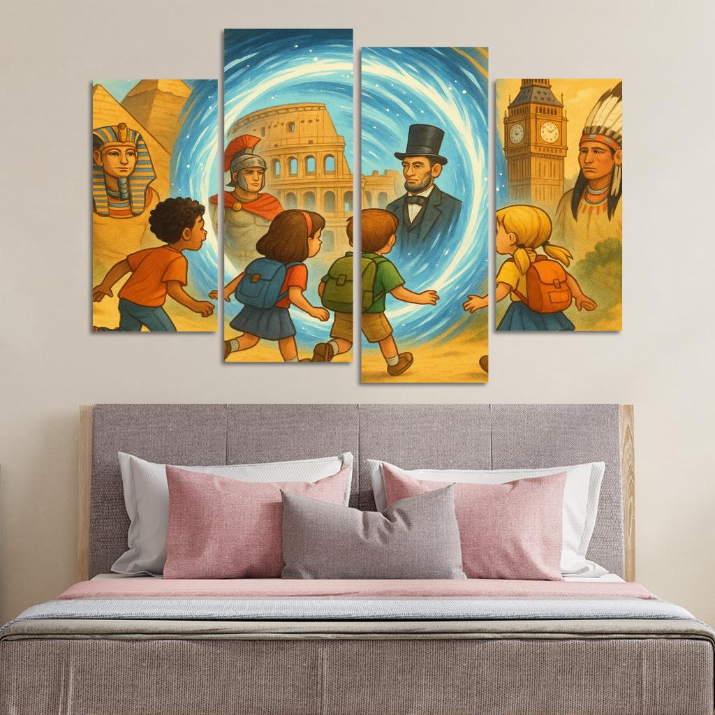 Time Travelers - History Adventure Framed Paintings