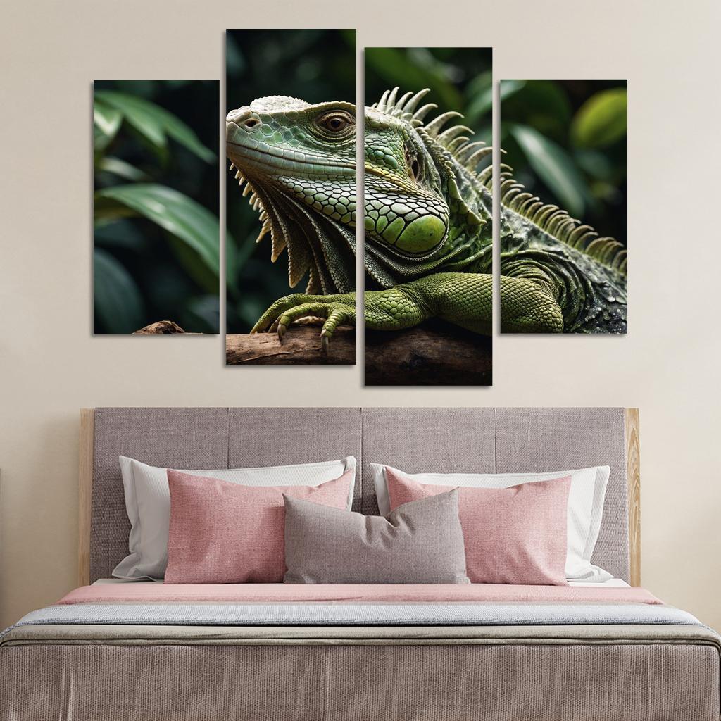 The Mysterious Green Iguana A Lizard Of The Tropics Canvas Paintings Frame