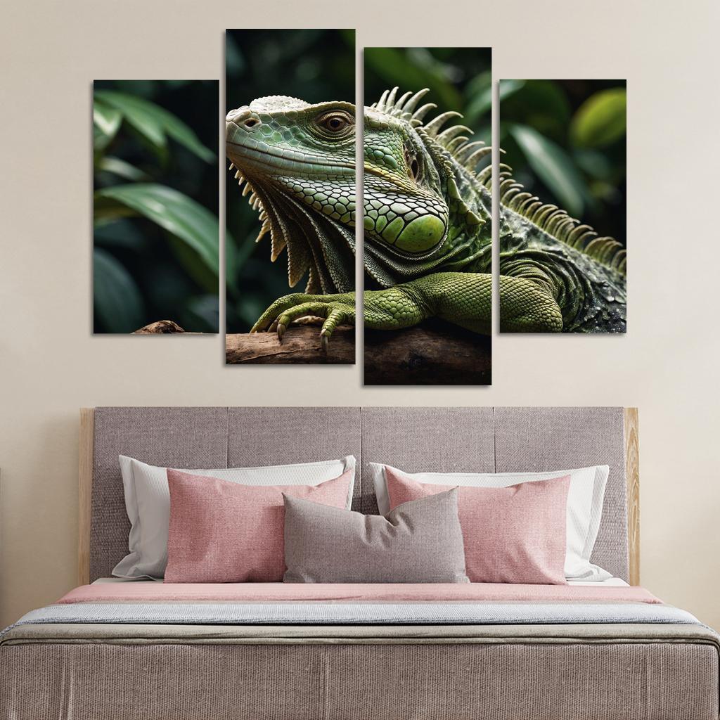 The Mysterious Green Iguana A Lizard Of The Tropics Canvas Paintings Frame