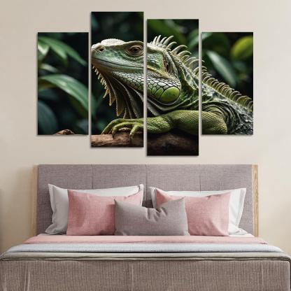 The Mysterious Green Iguana A Lizard Of The Tropics Canvas Paintings Frame