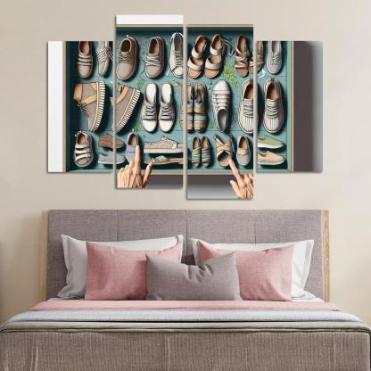 Sustainable Footwear Eco-Conscious Styles 4 Piece HD Canvas Wall Art-Original Frame