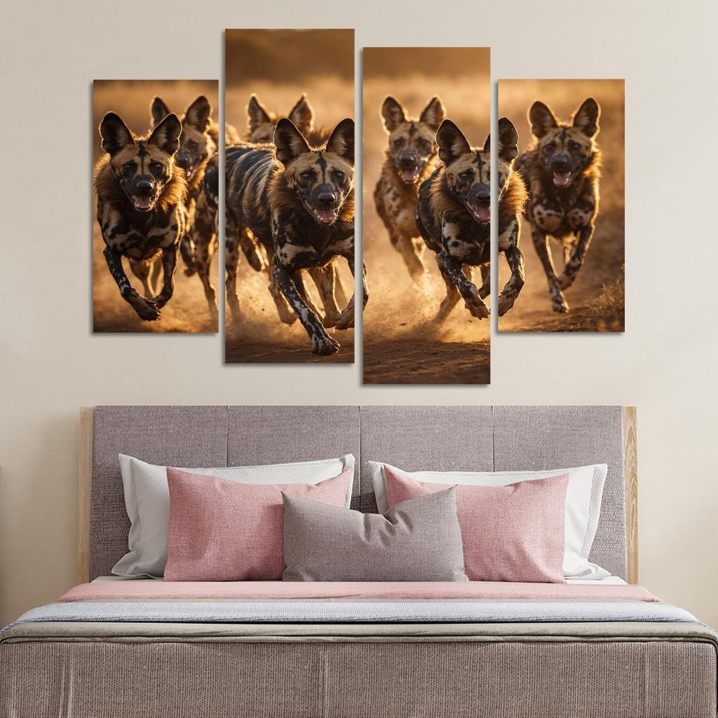 The Bold African Wild Dog Social Hunter Of The Savannah Modern Paintings Frame