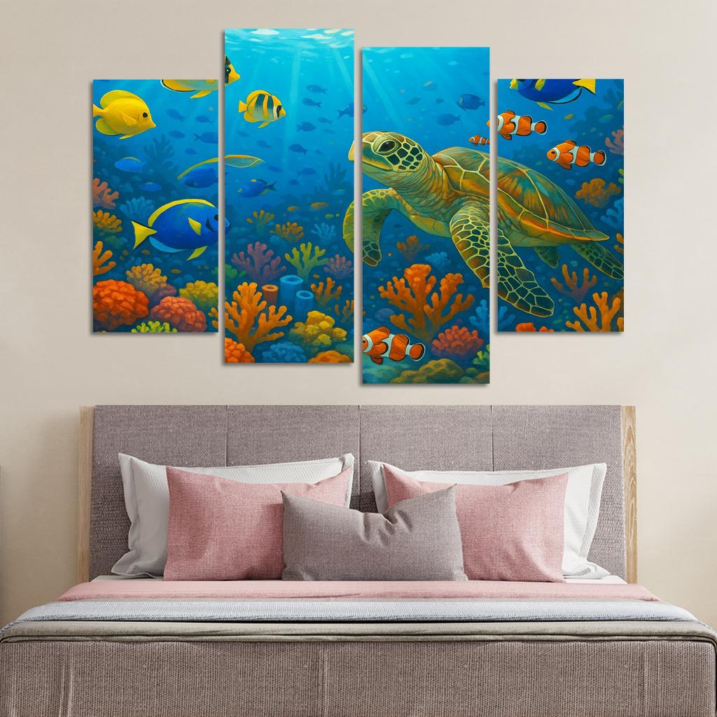 Ocean Wonders - Sea Creatures Exploration Framed Paintings