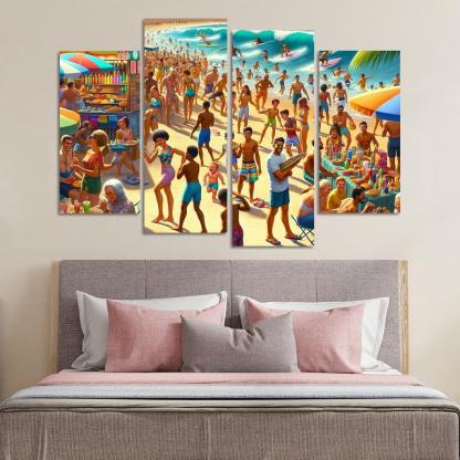 Sunshine Harbor Beach Modern Paintings Frame