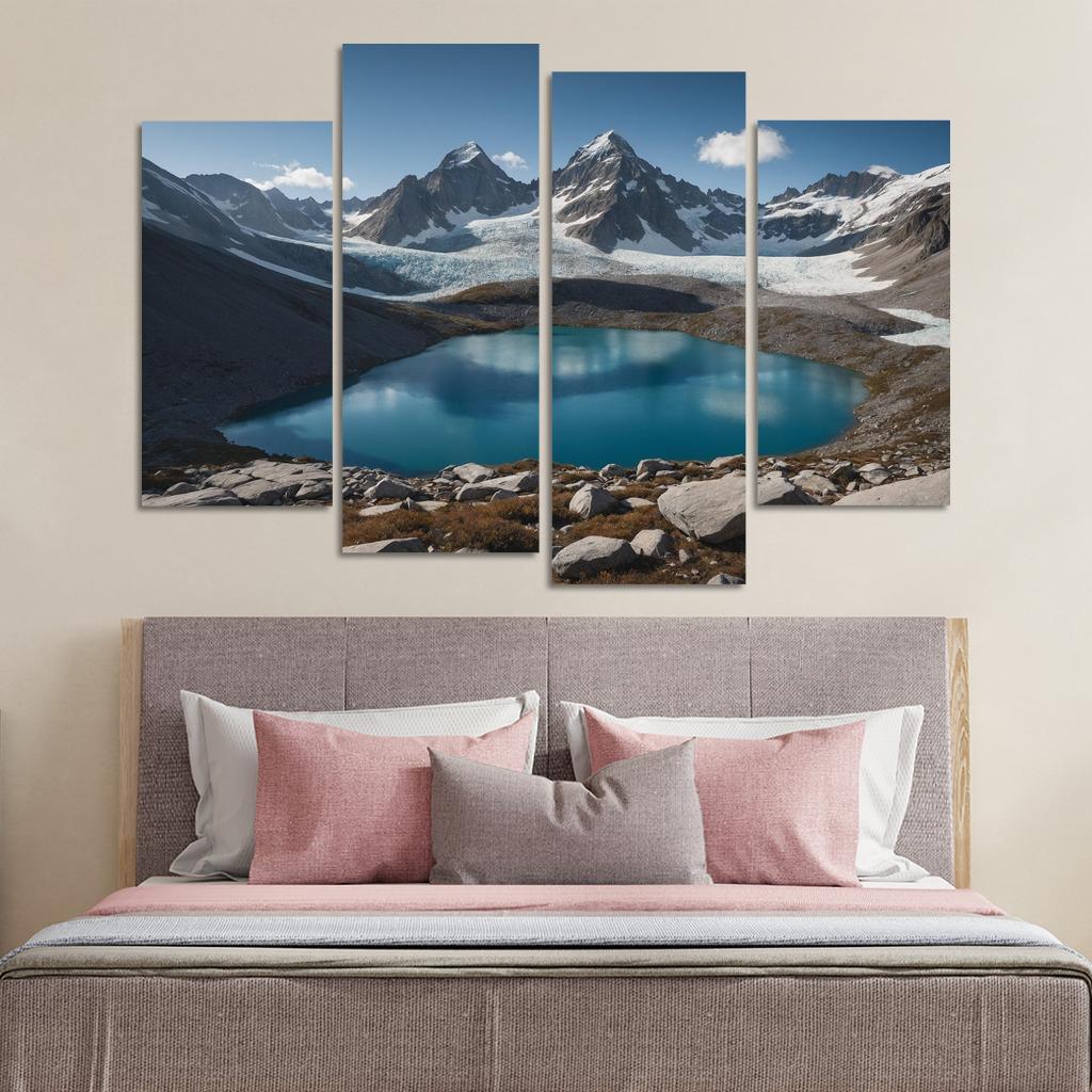 The Majestic Peaks Of Glacier Ridge Modern Paintings Frame