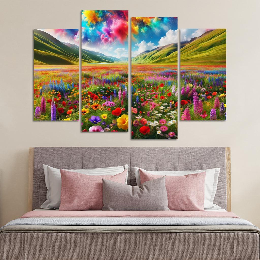 The Vibrant Blooms Of Rainbow Meadow Custom Paintings Frame