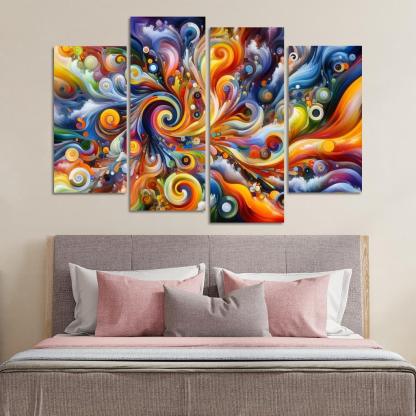 Essence of Untamed Imagination 4 Piece HD Canvas Wall Art-Original Frame