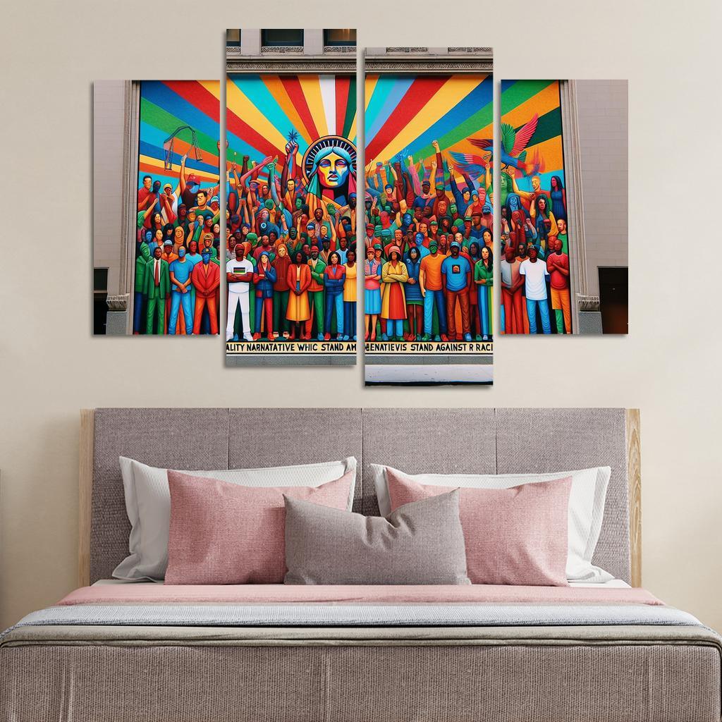 Voices in Color Art for Racial Justice 4 Piece HD Canvas Wall Art-Original Frame