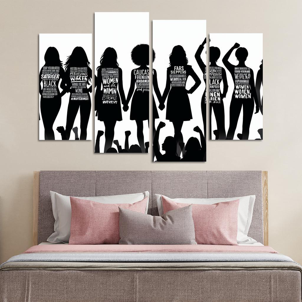 Voices of Change Empowering Women through Art 4 Piece HD Canvas Wall Art-Original Frame