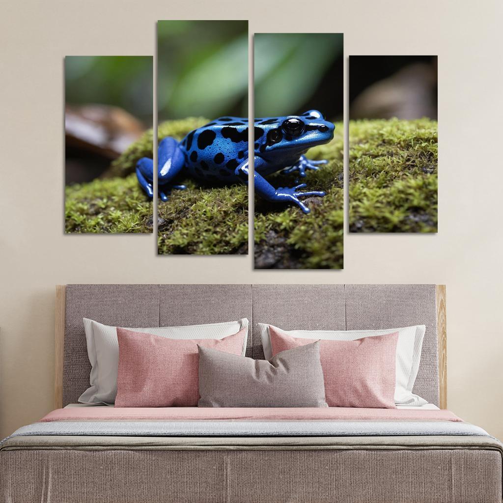 The Rare Blue Poison Dart Frog In A Tropical Rainforest Framed Paintings