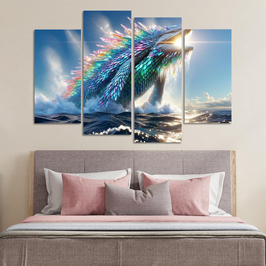 The Crystal Leviathan 4 Piece HD Canvas Wall Art-Original Frame
