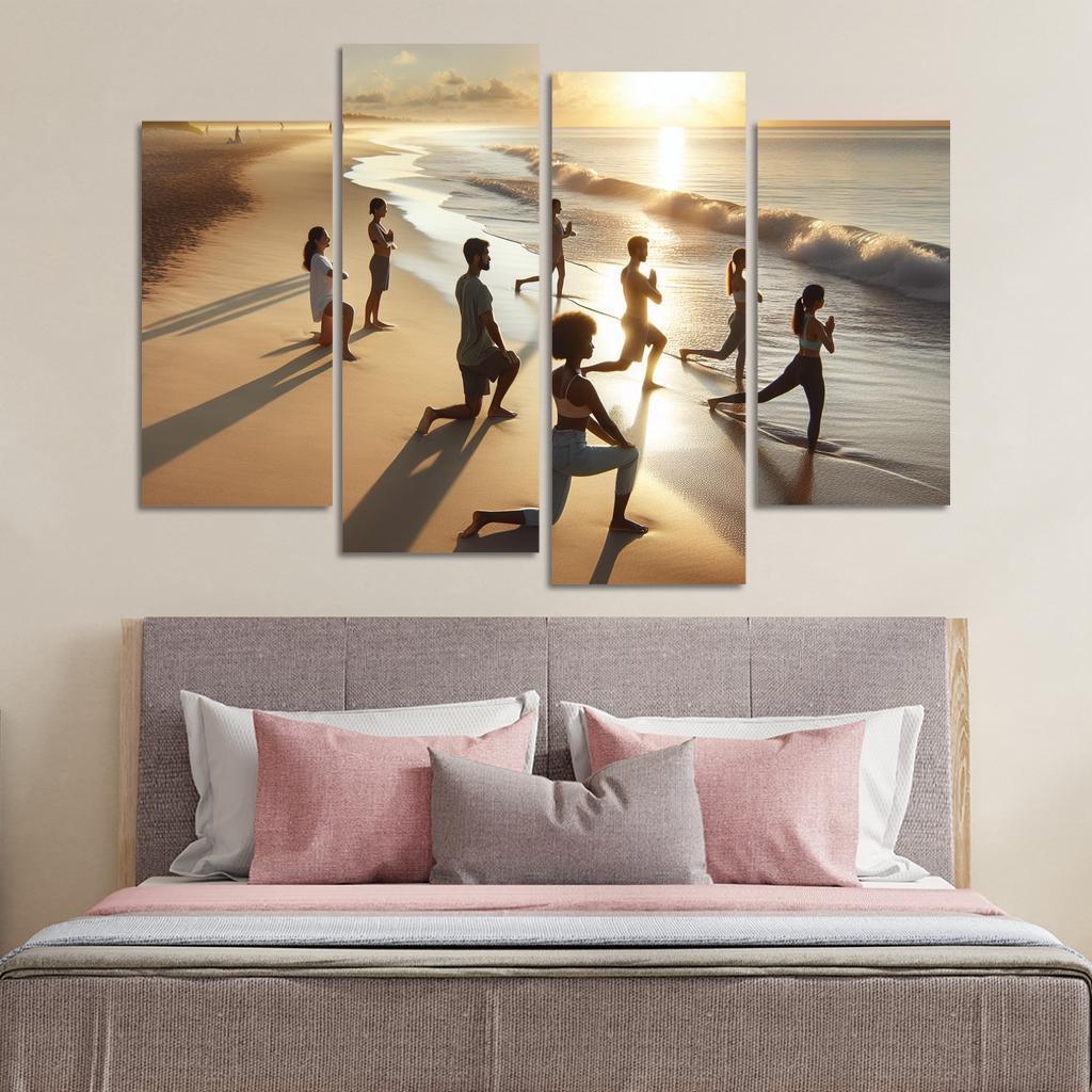 Tranquil Waters Yoga Beach Retreat Multi-panel Paintings