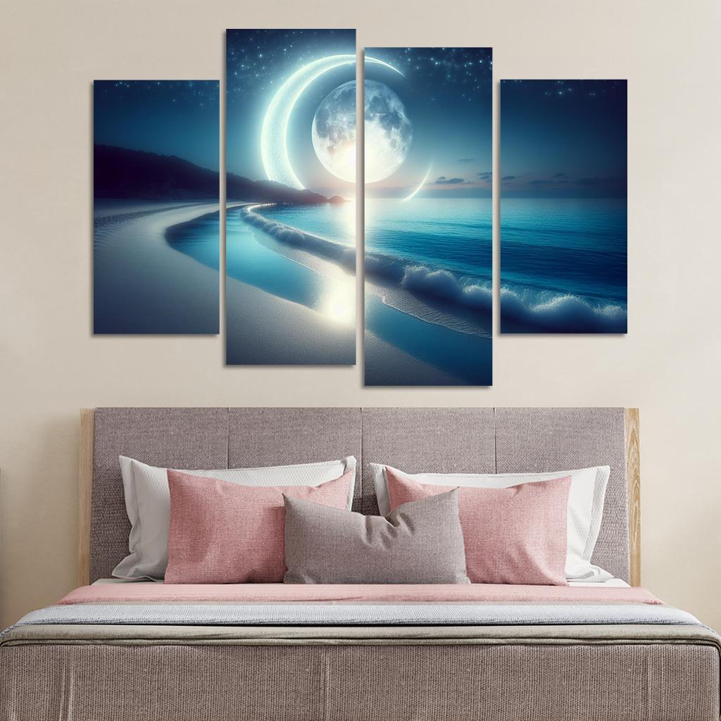 Crescent Moon Beach Lunar Views Abstract Paintings Frame
