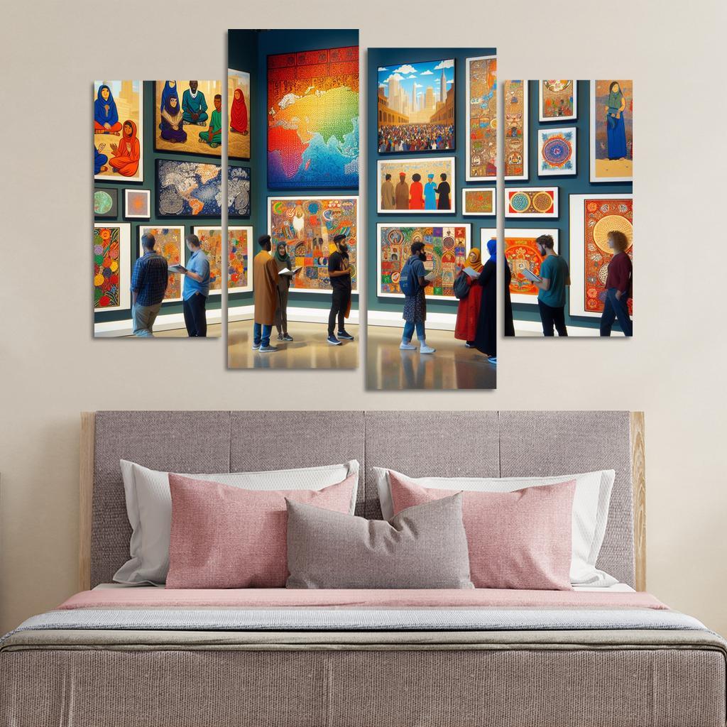 Bridging Cultures Artistic Exploration Of Global Heritage Multi-panel Paintings