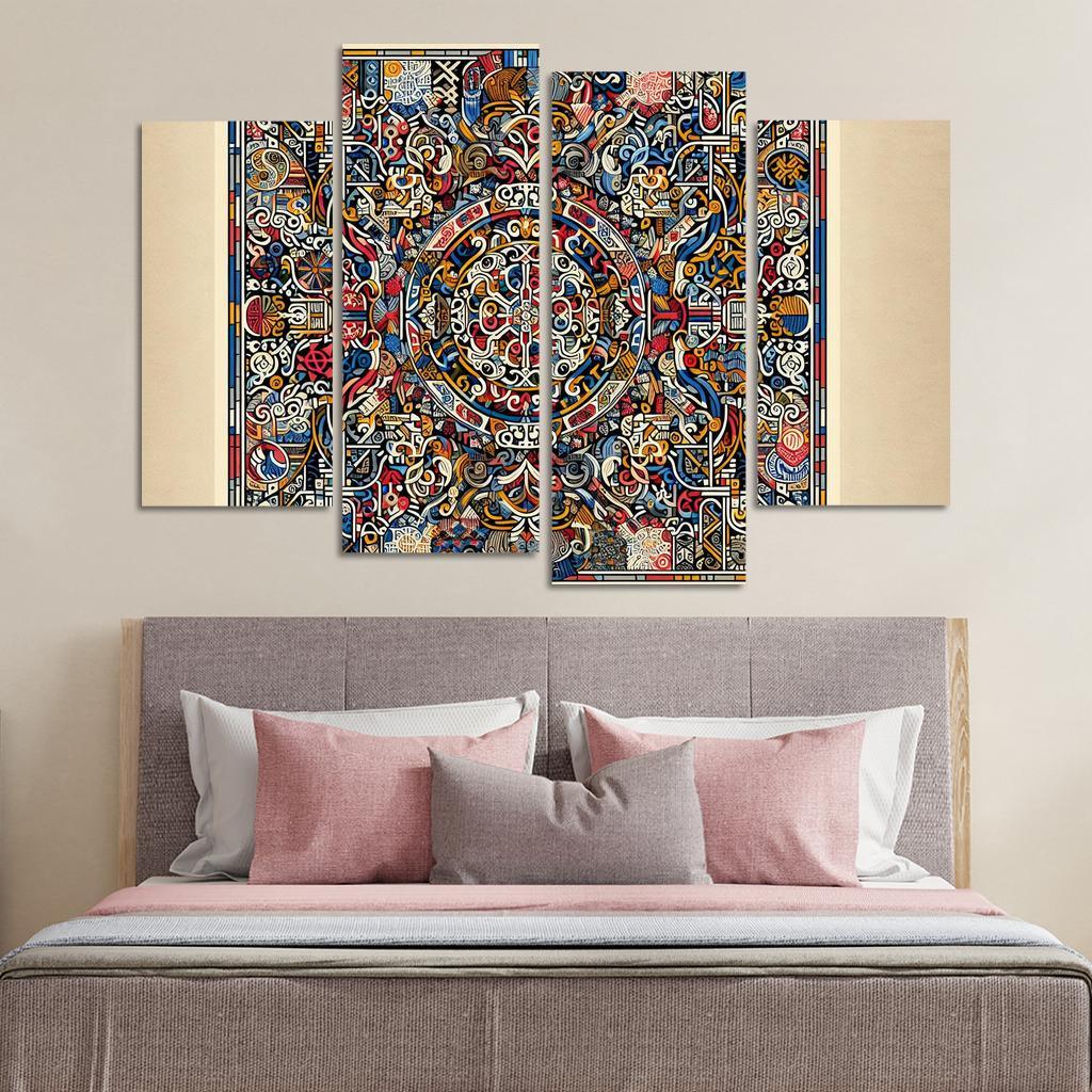 Cultural Mosaic Celebrating Diversity and Heritage 4 Piece HD Canvas Wall Art-Original Frame