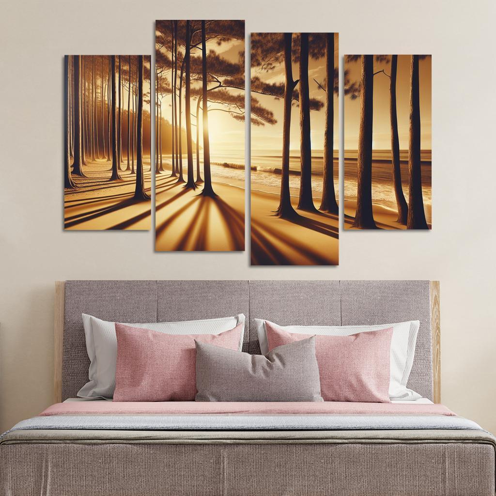 Whispering Pines Forest Meets Shore Abstract Paintings Frame