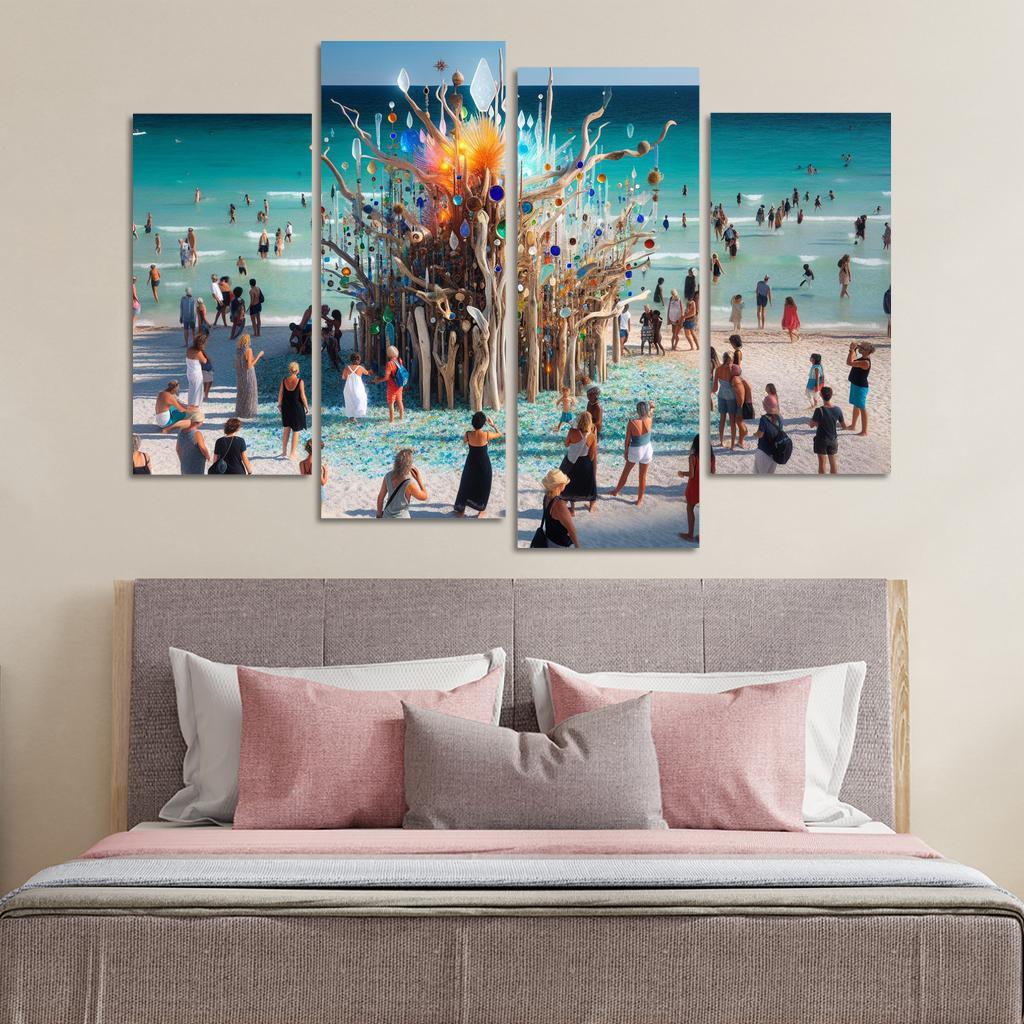 Whimsical Waves Artistic Coastal Experience Canvas Paintings Frame