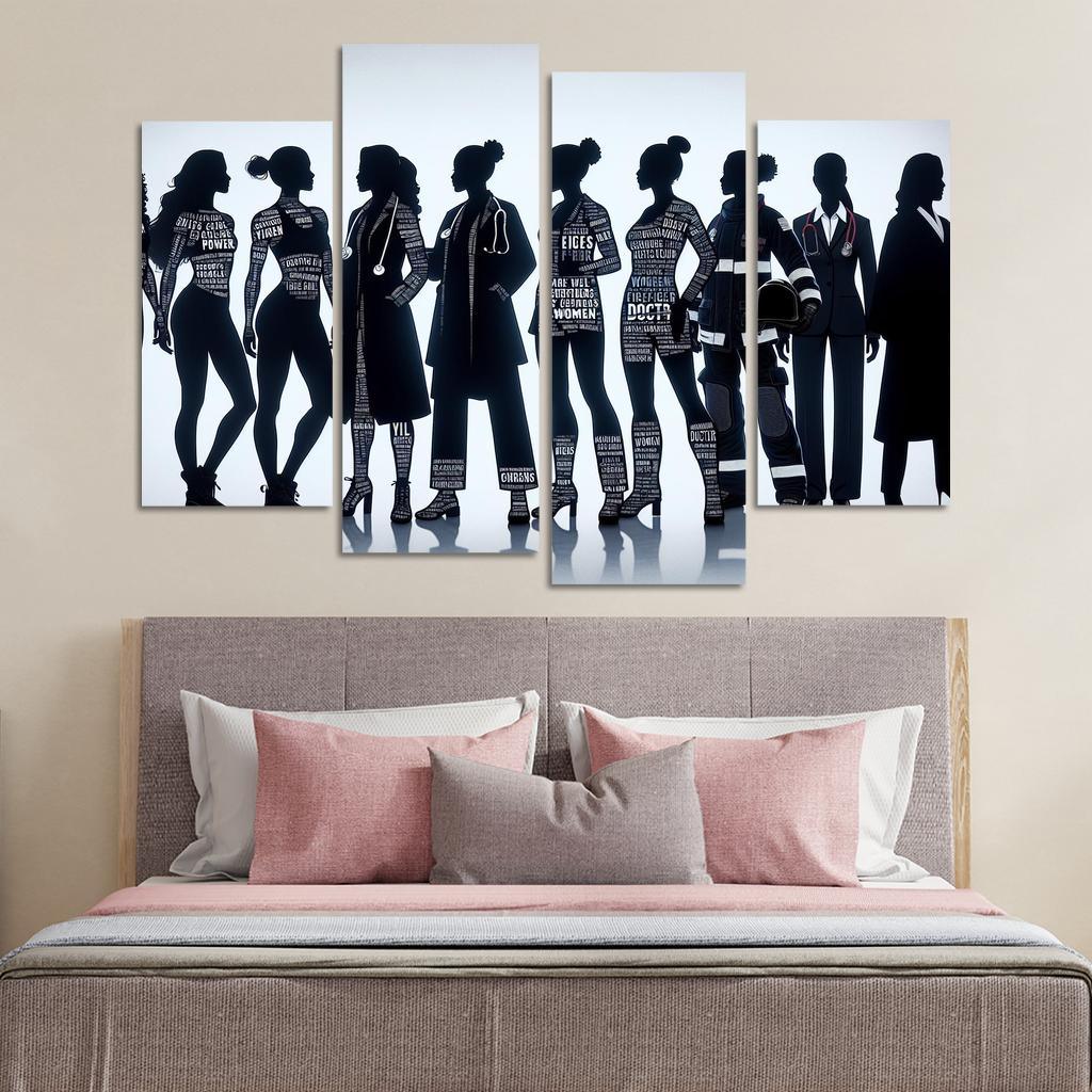 Voices of Change Empowering Women through Art 4 Piece HD Canvas Wall Art-Original Frame