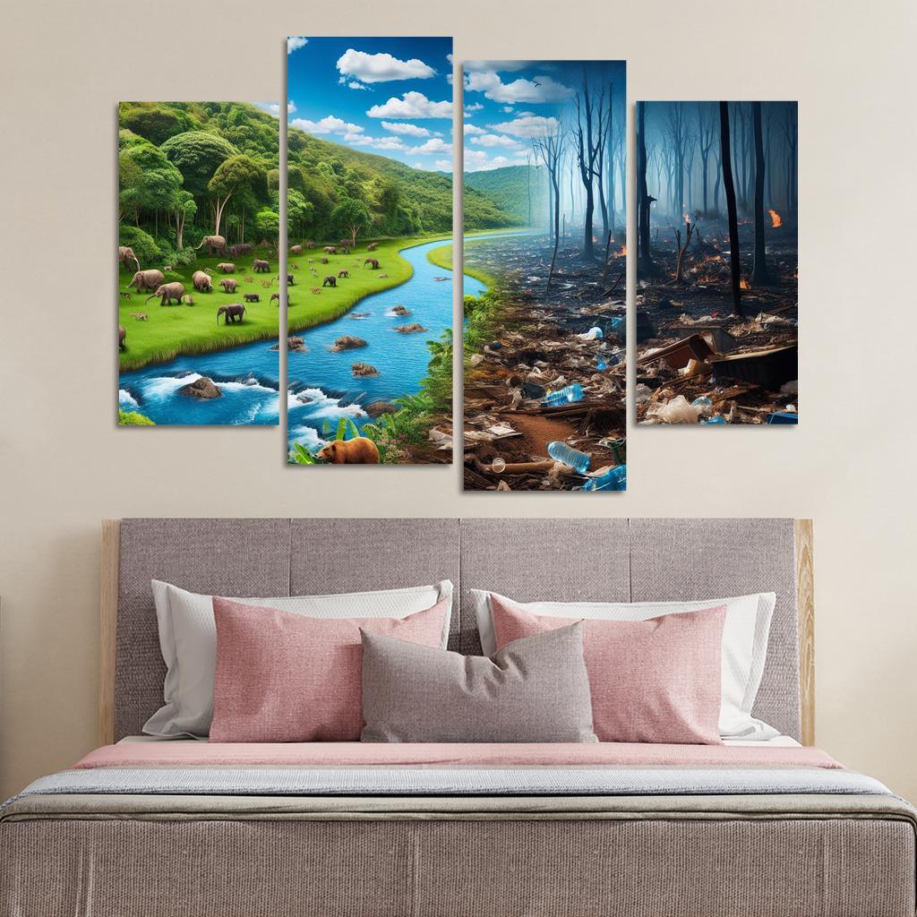 Nature's Cry Environmental Sustainability And Action Multi-panel Paintings
