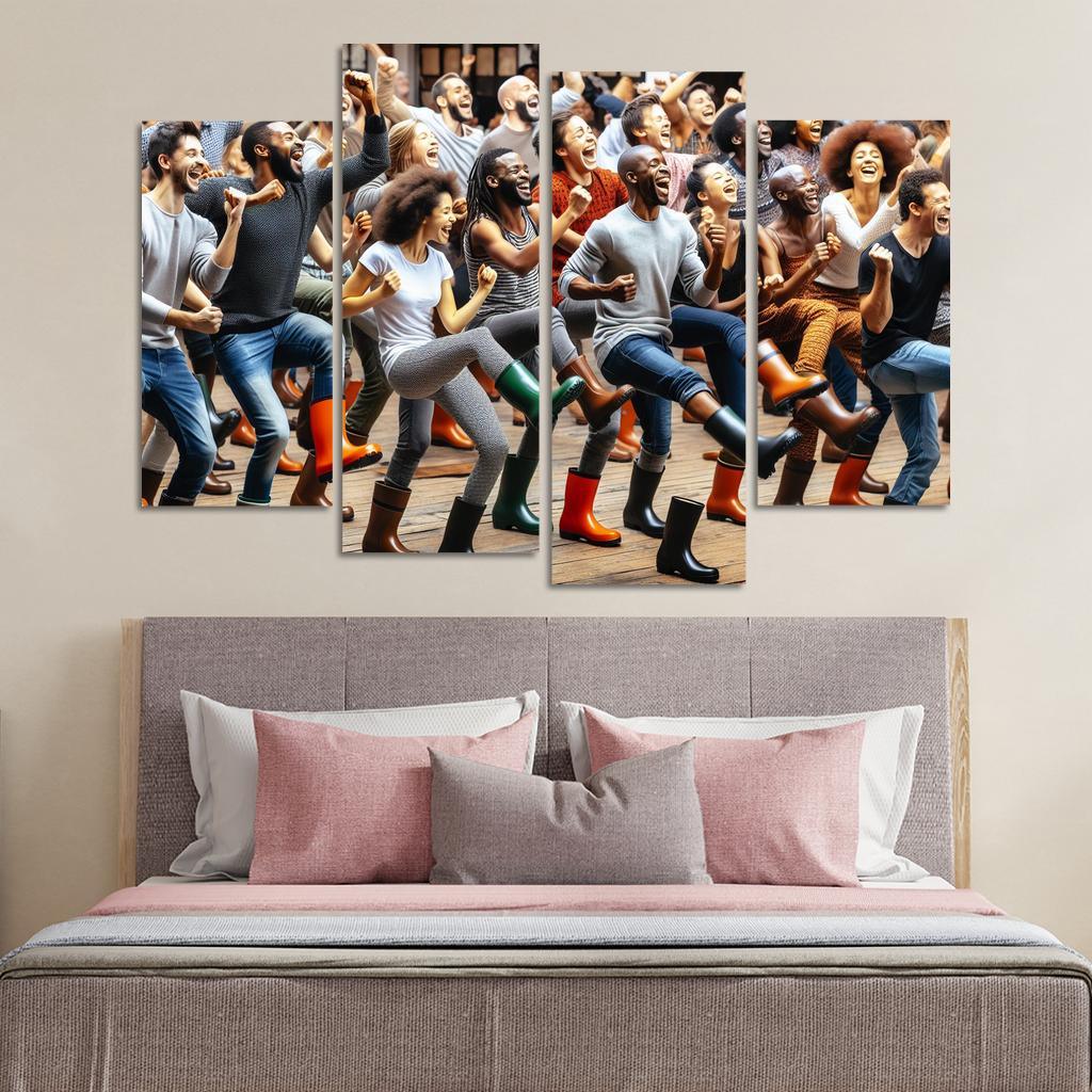 Gumboot Dance The Rhythmic Voice Of South Africa Modern Paintings Frame