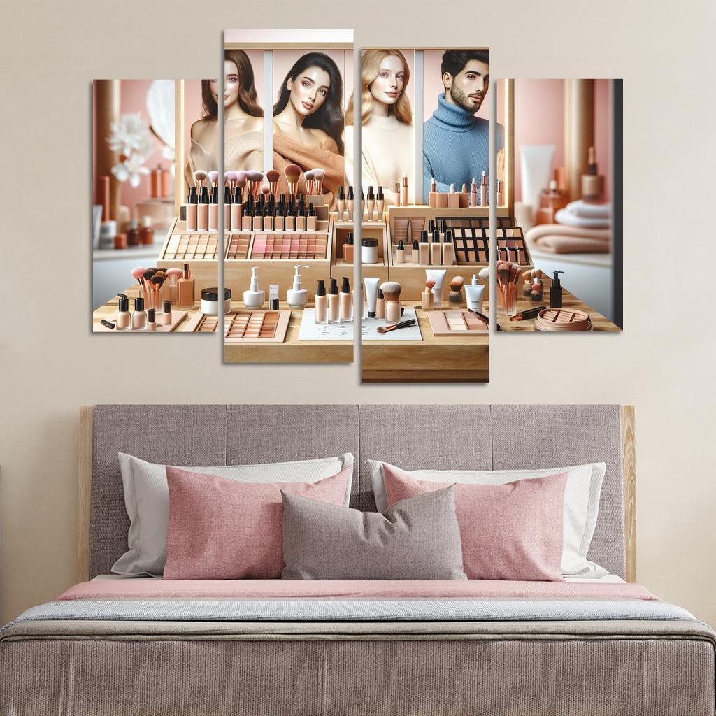 Interactive Beauty Customizable Products 4 Piece HD Canvas Wall Art-Original Frame