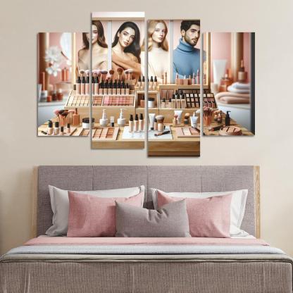 Interactive Beauty Customizable Products 4 Piece HD Canvas Wall Art-Original Frame