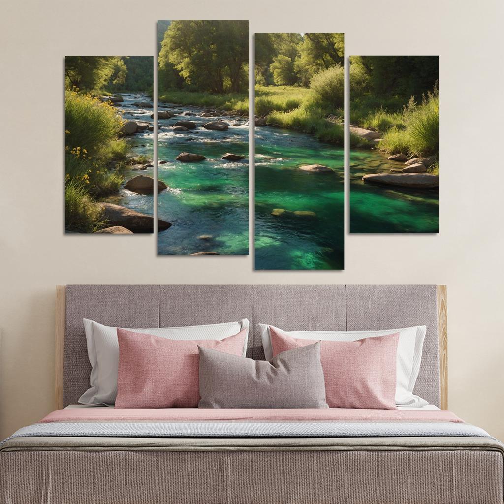 The Harmonious Flow Of Emerald Rivers Oil Paintings Frame