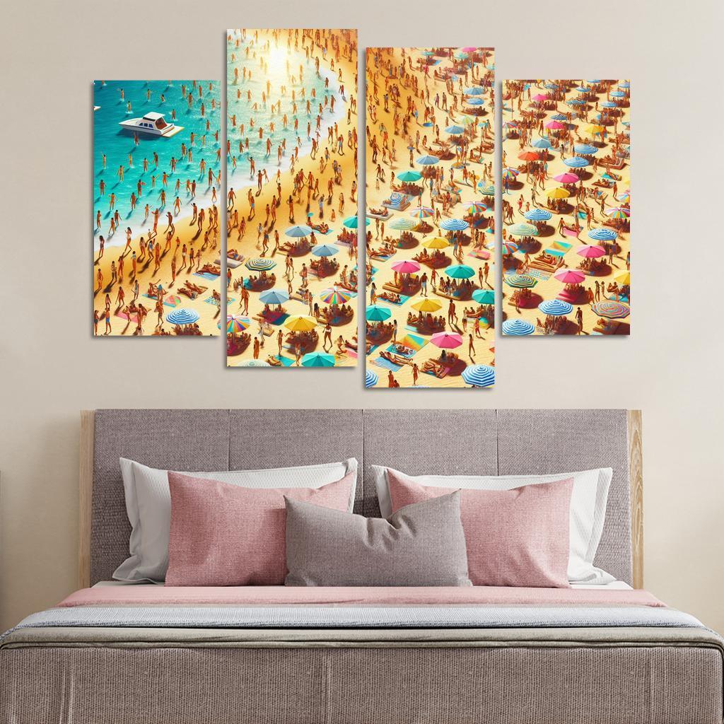 Sunny Isle Vibrant Beach Party Hub Premium Artwork Frames