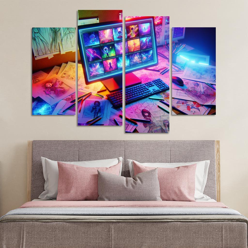 Storytelling through Digital Animation 4 Piece HD Canvas Wall Art-Original Frame