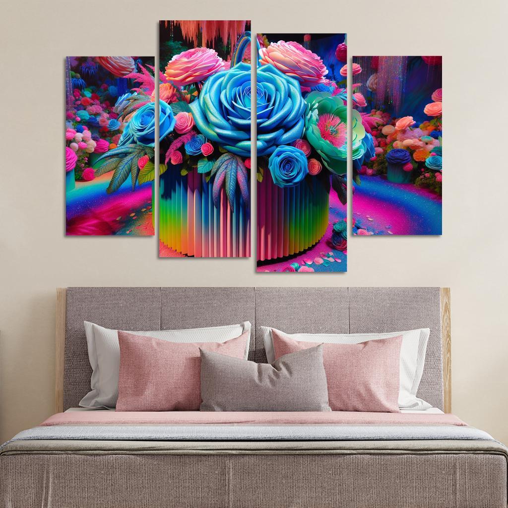 Whimsical Wonderland A Fantasy Floral Journey Modern Paintings Frame